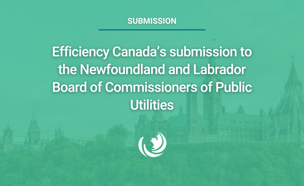 Efficiency Canada’s submission to the Newfoundland and Labrador Board of Commissioners of Public Utilities